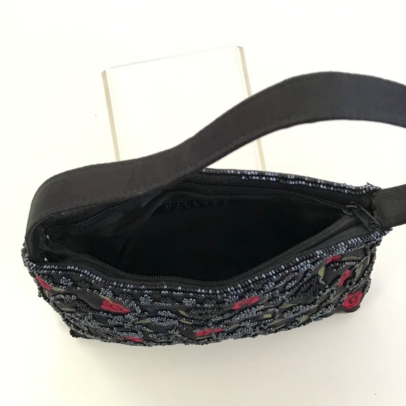 HILLARD & HANSON Black Beaded Mini Bag Floral - Picture 8 of 14